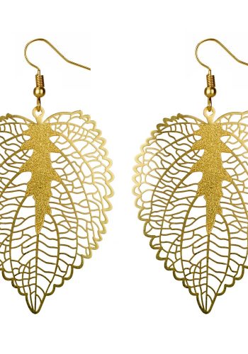 Golden heart leaf earrings