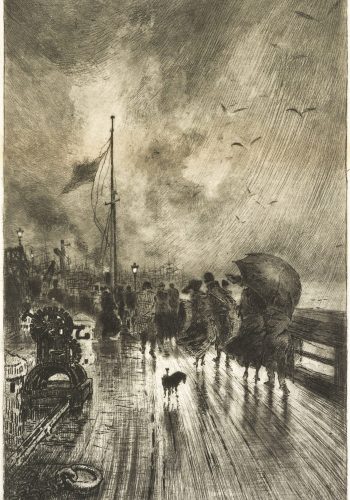 Landing in England. Félix Buhot. 1879.