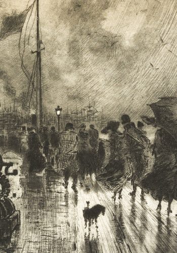 Detail: Landing in England. Félix Buhot. 1879.